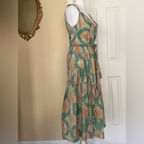 Ulla Johnson Valentina midi-length sundress 100% cotton shibori-inspired W/ belt - Picture 10 of 15